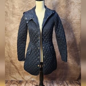Massimo Dutti Quilted Hooded Jacket – Navy – Size XS